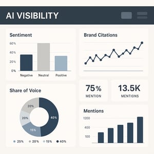 Dashboard dati visibilità AI: sentiment, menzioni e citazioni brand